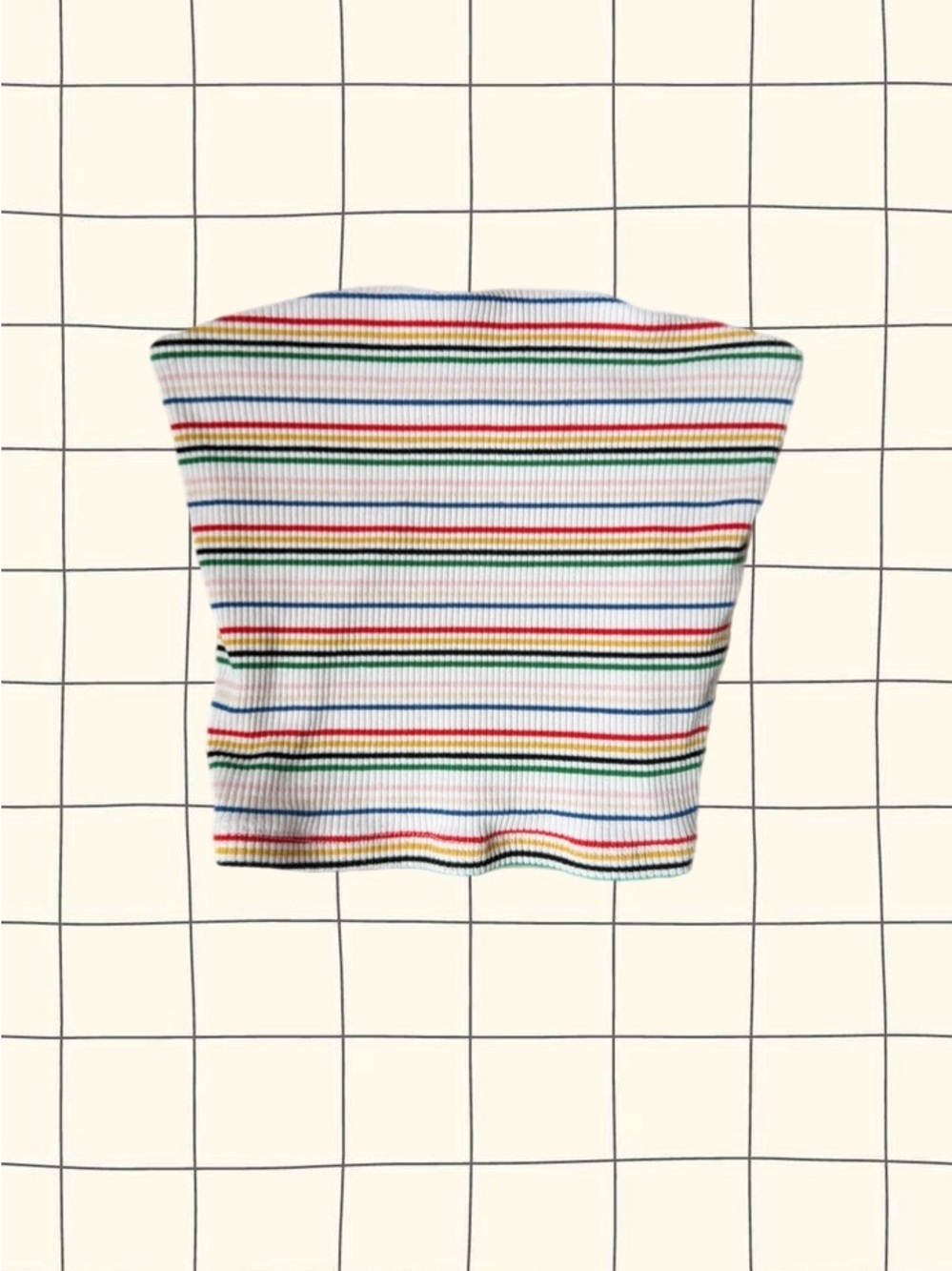 American Eagle - Striped Knit Tube Top in Rainbow Scaled Stripes